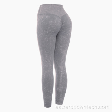 Pantalones de yoga lavados retro pantalones de fitness de cadera melocotón sin costuras para mujer pantalones deportivos de entrenamiento elásticos ajustados